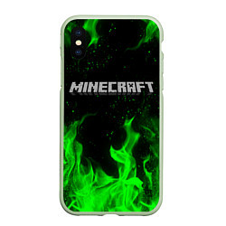 Чехол iPhone XS Max матовый MINECRAFT, цвет: 3D-салатовый