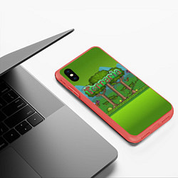 Чехол iPhone XS Max матовый Terraria, цвет: 3D-красный — фото 2