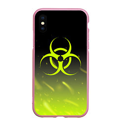 Чехол iPhone XS Max матовый BIOHAZARD, цвет: 3D-розовый