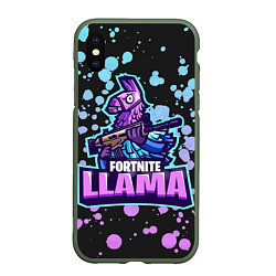 Чехол iPhone XS Max матовый Fortnite LLAMA, цвет: 3D-темно-зеленый