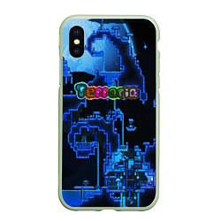 Чехол iPhone XS Max матовый Terraria, цвет: 3D-салатовый