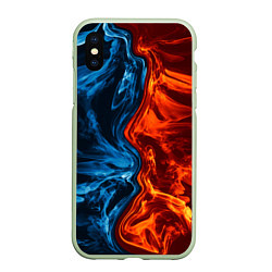 Чехол iPhone XS Max матовый Огонь и вода, цвет: 3D-салатовый