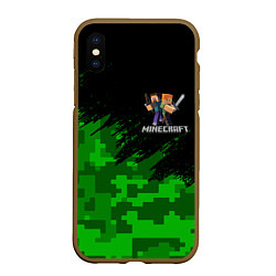 Чехол iPhone XS Max матовый MINECRAFT, цвет: 3D-коричневый