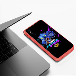 Чехол iPhone XS Max матовый Brawl Stars LEON, цвет: 3D-красный — фото 2