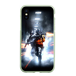 Чехол iPhone XS Max матовый Battlefield, цвет: 3D-салатовый