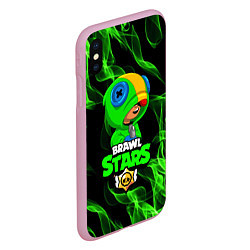 Чехол iPhone XS Max матовый BRAWL STARS LEON, цвет: 3D-розовый — фото 2