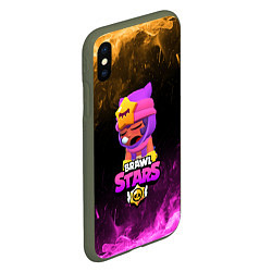 Чехол iPhone XS Max матовый Brawl Stars Sandy, цвет: 3D-темно-зеленый — фото 2