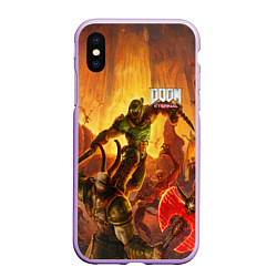 Чехол iPhone XS Max матовый DOOM, цвет: 3D-сиреневый