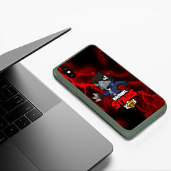 Чехол iPhone XS Max матовый Brawl Stars CROW, цвет: 3D-темно-зеленый — фото 2