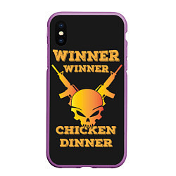 Чехол iPhone XS Max матовый Winner Chicken Dinner, цвет: 3D-фиолетовый