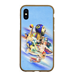 Чехол iPhone XS Max матовый Water polo players, цвет: 3D-коричневый