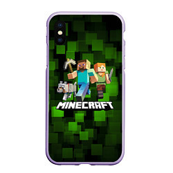 Чехол iPhone XS Max матовый Minecraft Майнкрафт, цвет: 3D-светло-сиреневый