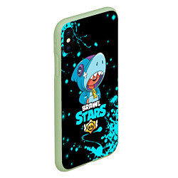 Чехол iPhone XS Max матовый BRAWL STARS LEON SHARK, цвет: 3D-салатовый — фото 2