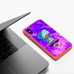 Чехол iPhone XS Max матовый BRAWL STARS LEON SHARK, цвет: 3D-красный — фото 2