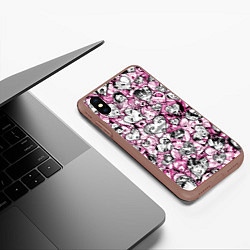 Чехол iPhone XS Max матовый Ahegao валентинки, цвет: 3D-коричневый — фото 2