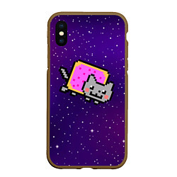 Чехол iPhone XS Max матовый Nyan Cat, цвет: 3D-коричневый