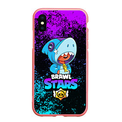 Чехол iPhone XS Max матовый BRAWL STARS LEON SHARK, цвет: 3D-баблгам