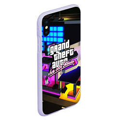 Чехол iPhone XS Max матовый GTA:VICE CITY, цвет: 3D-светло-сиреневый — фото 2