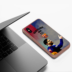 Чехол iPhone XS Max матовый Messi, цвет: 3D-коричневый — фото 2