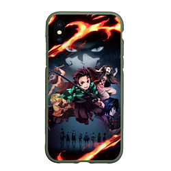 Чехол iPhone XS Max матовый KIMETSU NO YAIBA, цвет: 3D-темно-зеленый