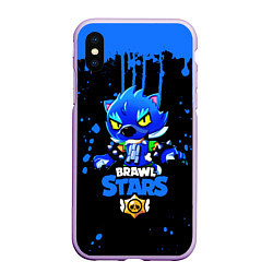 Чехол iPhone XS Max матовый Brawl Stars Leon, цвет: 3D-сиреневый