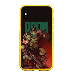 Чехол iPhone XS Max матовый Doom, цвет: 3D-желтый