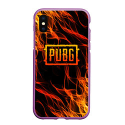 Чехол iPhone XS Max матовый PUBG, цвет: 3D-фиолетовый