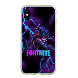 Чехол iPhone XS Max матовый FORTNITE RAVEN, цвет: 3D-салатовый