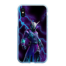 Чехол iPhone XS Max матовый FORTNITE, цвет: 3D-голубой