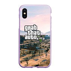 Чехол iPhone XS Max матовый Grand Theft Auto 5, цвет: 3D-сиреневый