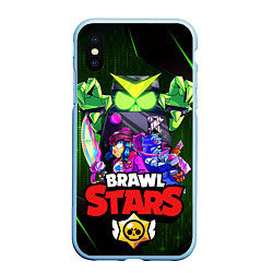 Чехол iPhone XS Max матовый BRAWL STARS, цвет: 3D-голубой