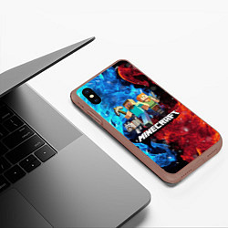 Чехол iPhone XS Max матовый Minecraft Майнкрафт, цвет: 3D-коричневый — фото 2