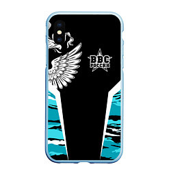 Чехол iPhone XS Max матовый ВВС России Камуфляж, цвет: 3D-голубой