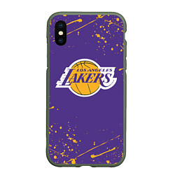 Чехол iPhone XS Max матовый LA LAKERS, цвет: 3D-темно-зеленый