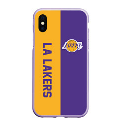 Чехол iPhone XS Max матовый LA LAKERS, цвет: 3D-светло-сиреневый