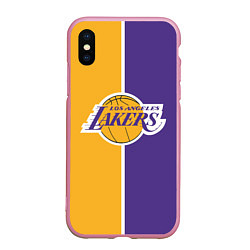 Чехол iPhone XS Max матовый LA LAKERS, цвет: 3D-розовый