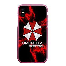 Чехол iPhone XS Max матовый UMBRELLA CORP, цвет: 3D-малиновый