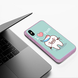 Чехол iPhone XS Max матовый Tooth, цвет: 3D-сиреневый — фото 2