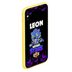 Чехол iPhone XS Max матовый Brawl stars leon оборотень, цвет: 3D-желтый — фото 2