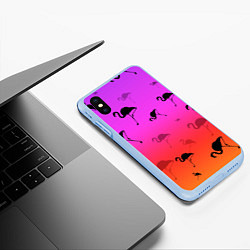 Чехол iPhone XS Max матовый Фламинго, цвет: 3D-голубой — фото 2