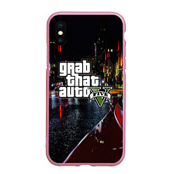 Чехол iPhone XS Max матовый Grand Theft Auto V, цвет: 3D-розовый