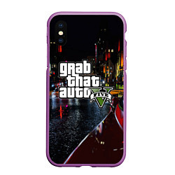 Чехол iPhone XS Max матовый Grand Theft Auto V, цвет: 3D-фиолетовый