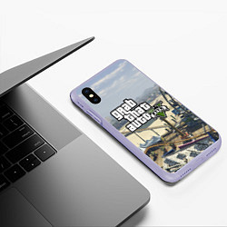 Чехол iPhone XS Max матовый GTA 5, цвет: 3D-светло-сиреневый — фото 2