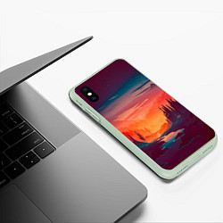 Чехол iPhone XS Max матовый Minimal forest sunset, цвет: 3D-салатовый — фото 2