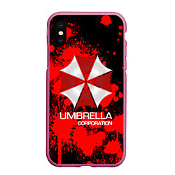 Чехол iPhone XS Max матовый UMBRELLA CORP, цвет: 3D-малиновый