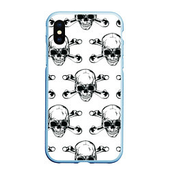 Чехол iPhone XS Max матовый Череп и кости, цвет: 3D-голубой