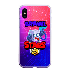 Чехол iPhone XS Max матовый Brawl Stars 8 BIT, цвет: 3D-светло-сиреневый