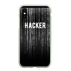 Чехол iPhone XS Max матовый Hacker, цвет: 3D-салатовый