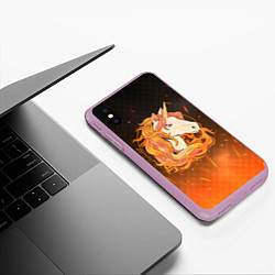 Чехол iPhone XS Max матовый Огненный единорог, цвет: 3D-сиреневый — фото 2