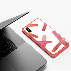 Чехол iPhone XS Max матовый Абстрактные краски, цвет: 3D-красный — фото 2